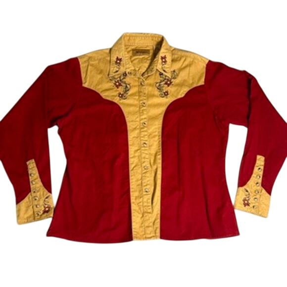 Wrangler Pearl Snap Button Up Womens Large Embroidered Western Rodeo Cowgirl - Picture 1 of 8